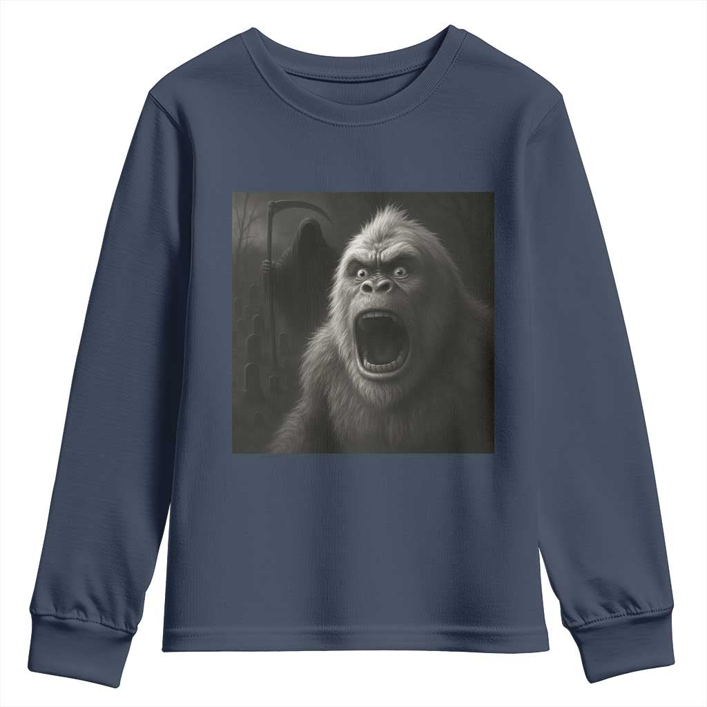 Funny Bigfoot Sasquatch Halloween The Grim Reaper Youth Sweatshirt - Wonder Print Shop