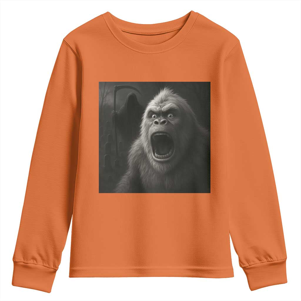 Funny Bigfoot Sasquatch Halloween The Grim Reaper Youth Sweatshirt - Wonder Print Shop