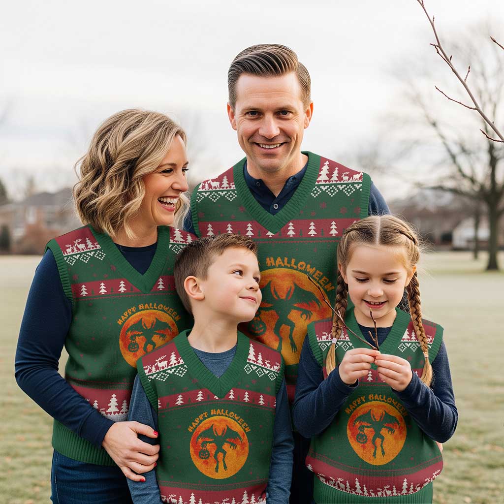 Funny Halloween Mothman Cryptid Creatures V-Neck Knit Sweater Vest - Wonder Print Shop