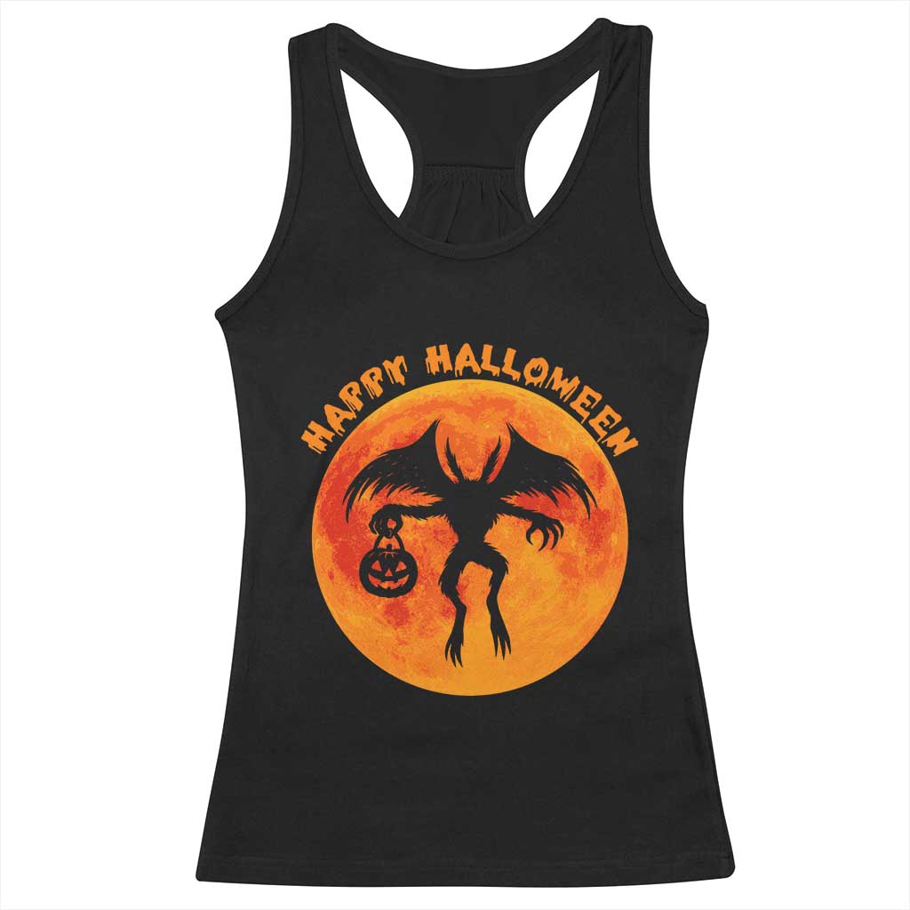 Funny Halloween Mothman Cryptid Creatures Racerback Tank Top - Wonder Print Shop