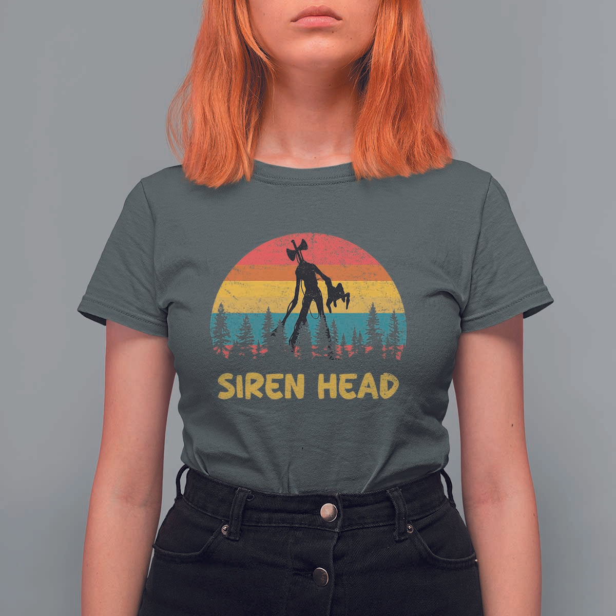 Siren Head T Shirt For Women Retro Supernatural Cryptid Horror Monster - Wonder Print Shop