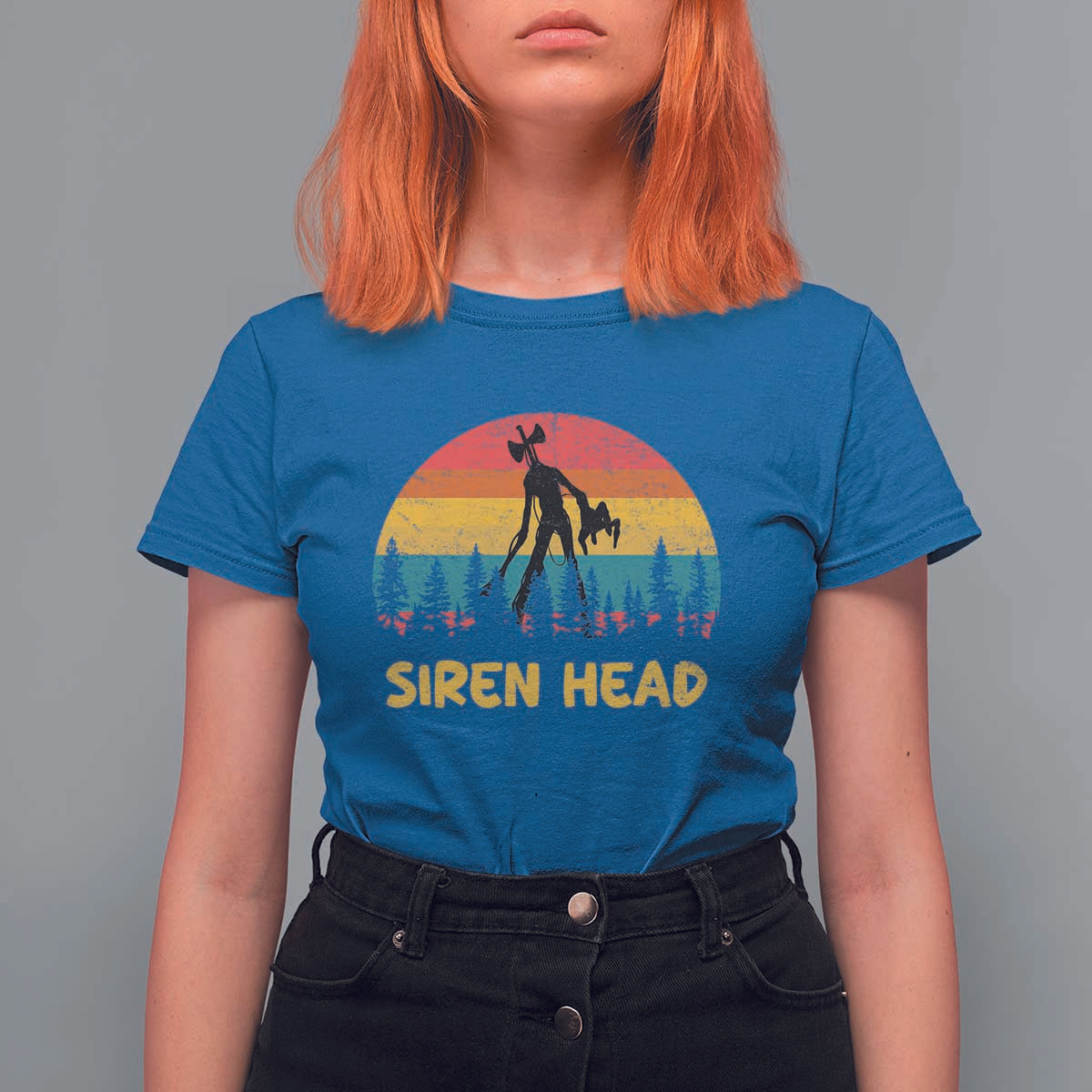 Siren Head T Shirt For Women Retro Supernatural Cryptid Horror Monster - Wonder Print Shop