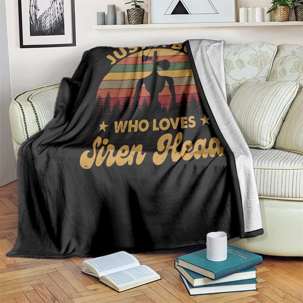 Funny Just A Boy Who Loves Siren Head Throw Blanket Supernatural Cryptid Retro Monster - Wonder Print Shop