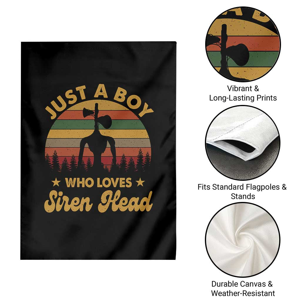 Funny Just A Boy Who Loves Siren Head Garden Flag Supernatural Cryptid Retro Monster - Wonder Print Shop
