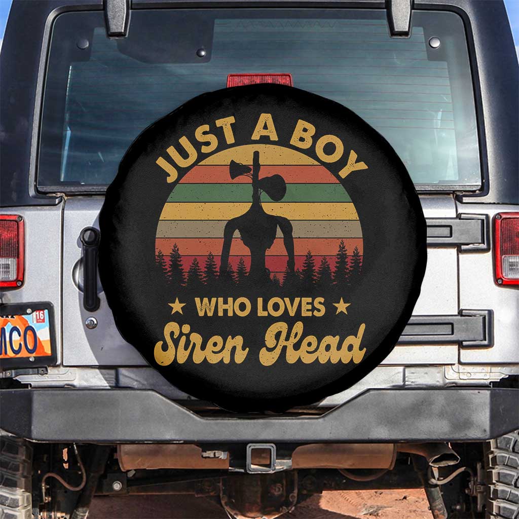 Funny Just A Boy Who Loves Siren Head Spare Tire Cover Supernatural Cryptid Retro Monster - Wonder Print Shop