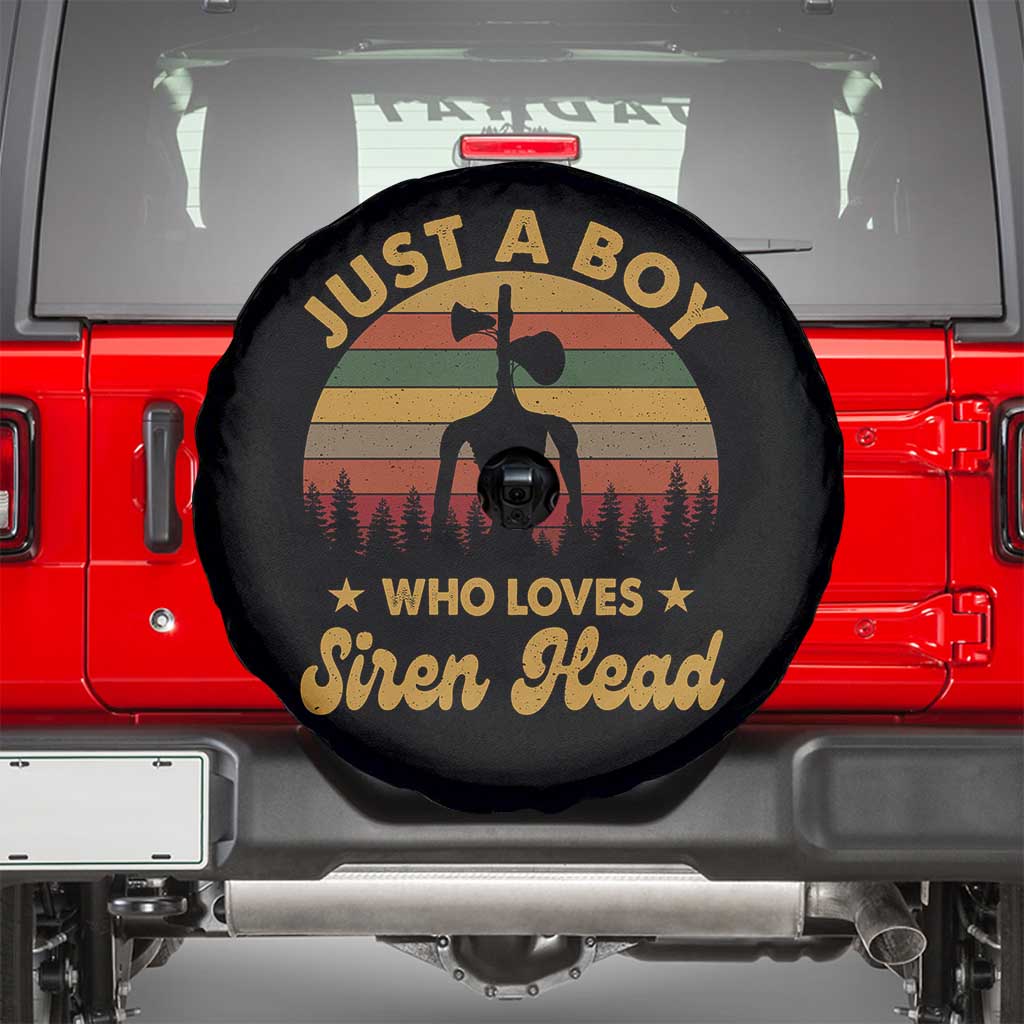 Funny Just A Boy Who Loves Siren Head Spare Tire Cover Supernatural Cryptid Retro Monster - Wonder Print Shop