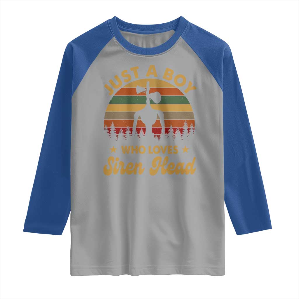 Funny Just A Boy Who Loves Siren Head Raglan Shirt Supernatural Cryptid Retro Monster - Wonder Print Shop