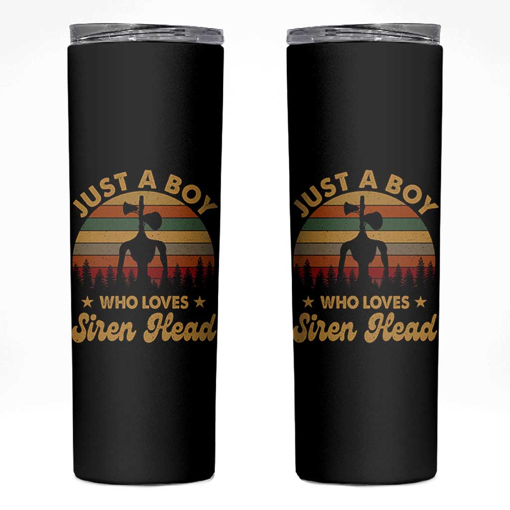 Funny Just A Boy Who Loves Siren Head Skinny Tumbler Supernatural Cryptid Retro Monster - Wonder Print Shop