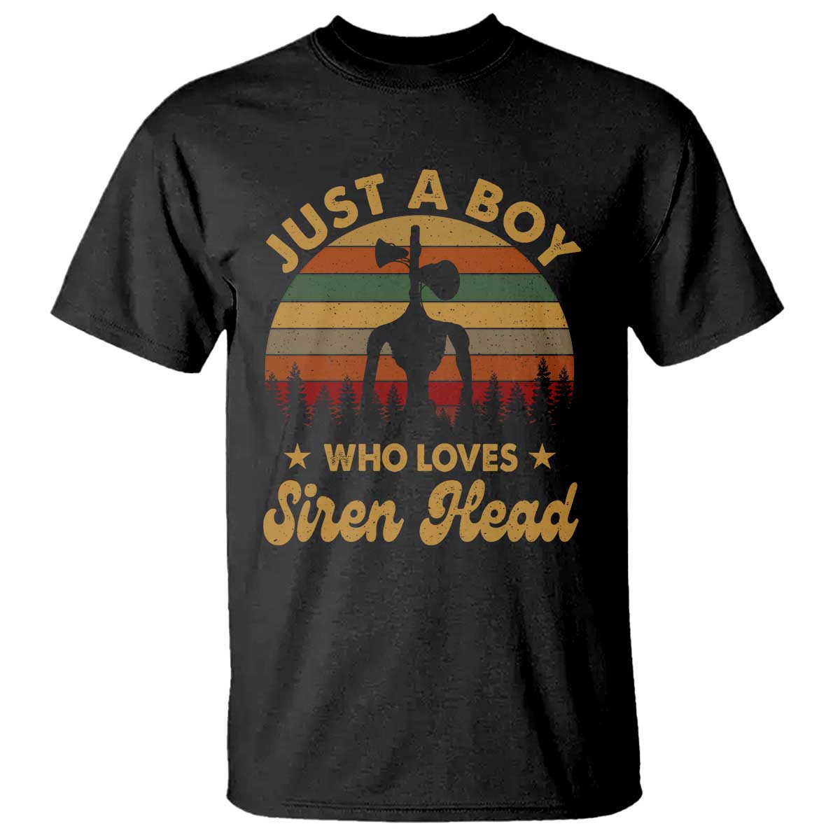 Funny Just A Boy Who Loves Siren Head T Shirt Supernatural Cryptid Retro Monster - Wonder Print Shop