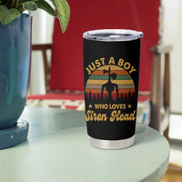 Funny Just A Boy Who Loves Siren Head Tumbler Cup Supernatural Cryptid Retro Monster - Wonder Print Shop