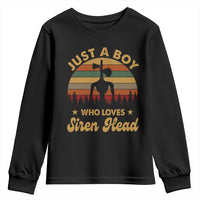 Funny Just A Boy Who Loves Siren Head Youth Sweatshirt Supernatural Cryptid Retro Monster - Wonder Print Shop