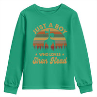Funny Just A Boy Who Loves Siren Head Youth Sweatshirt Supernatural Cryptid Retro Monster - Wonder Print Shop