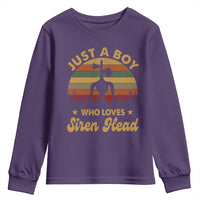 Funny Just A Boy Who Loves Siren Head Youth Sweatshirt Supernatural Cryptid Retro Monster - Wonder Print Shop