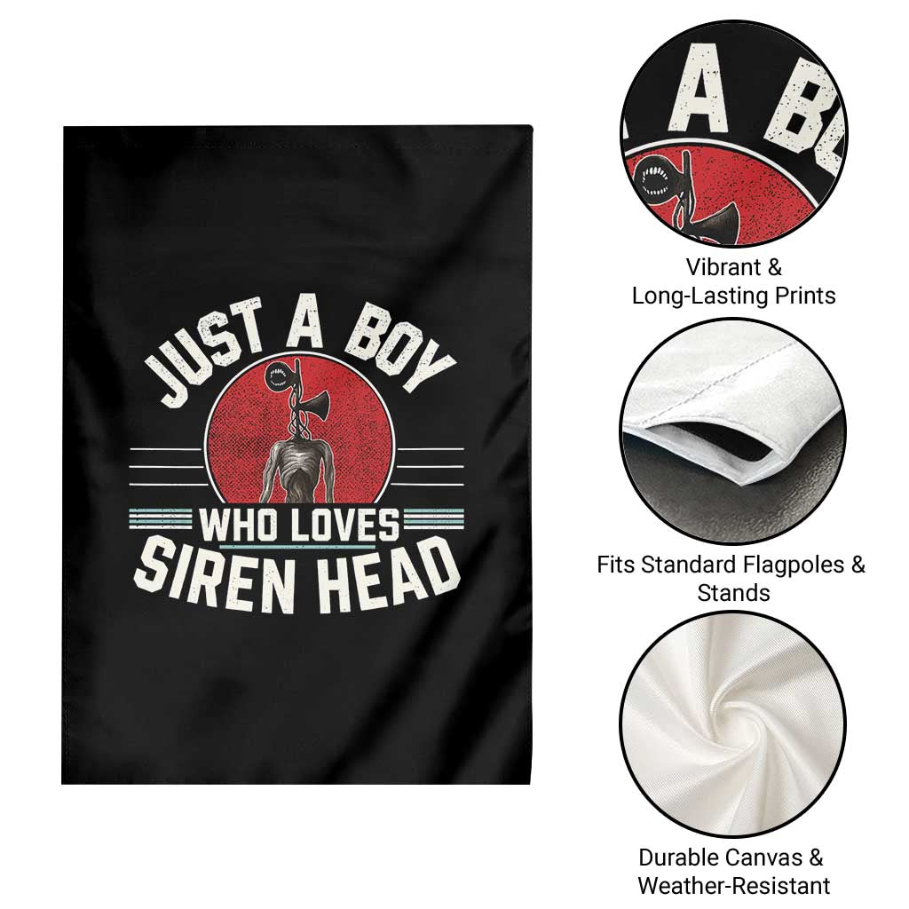 Funny Just A Boy Who Loves Siren Head Garden Flag Supernatural Cryptid Monster - Wonder Print Shop