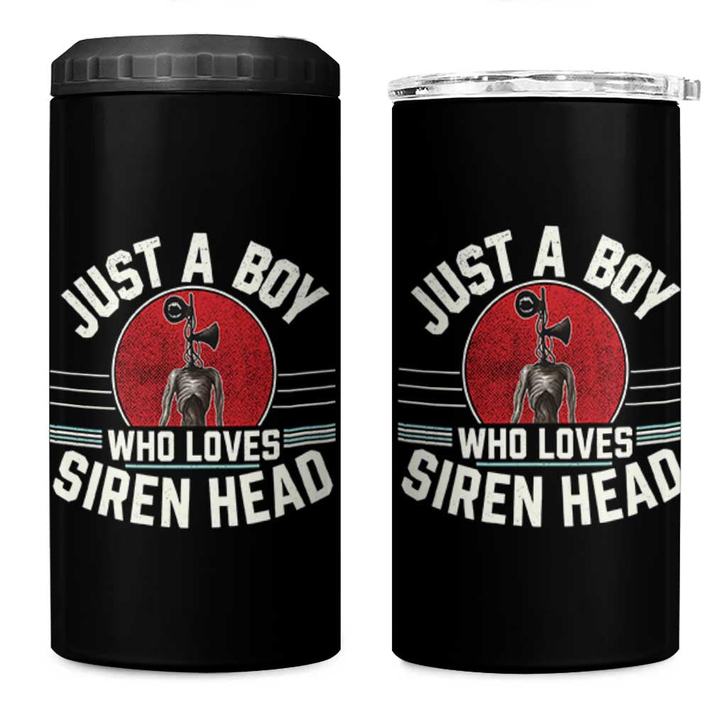 Funny Just A Boy Who Loves Siren Head 4 in 1 Can Cooler Tumbler Supernatural Cryptid Monster - Wonder Print Shop