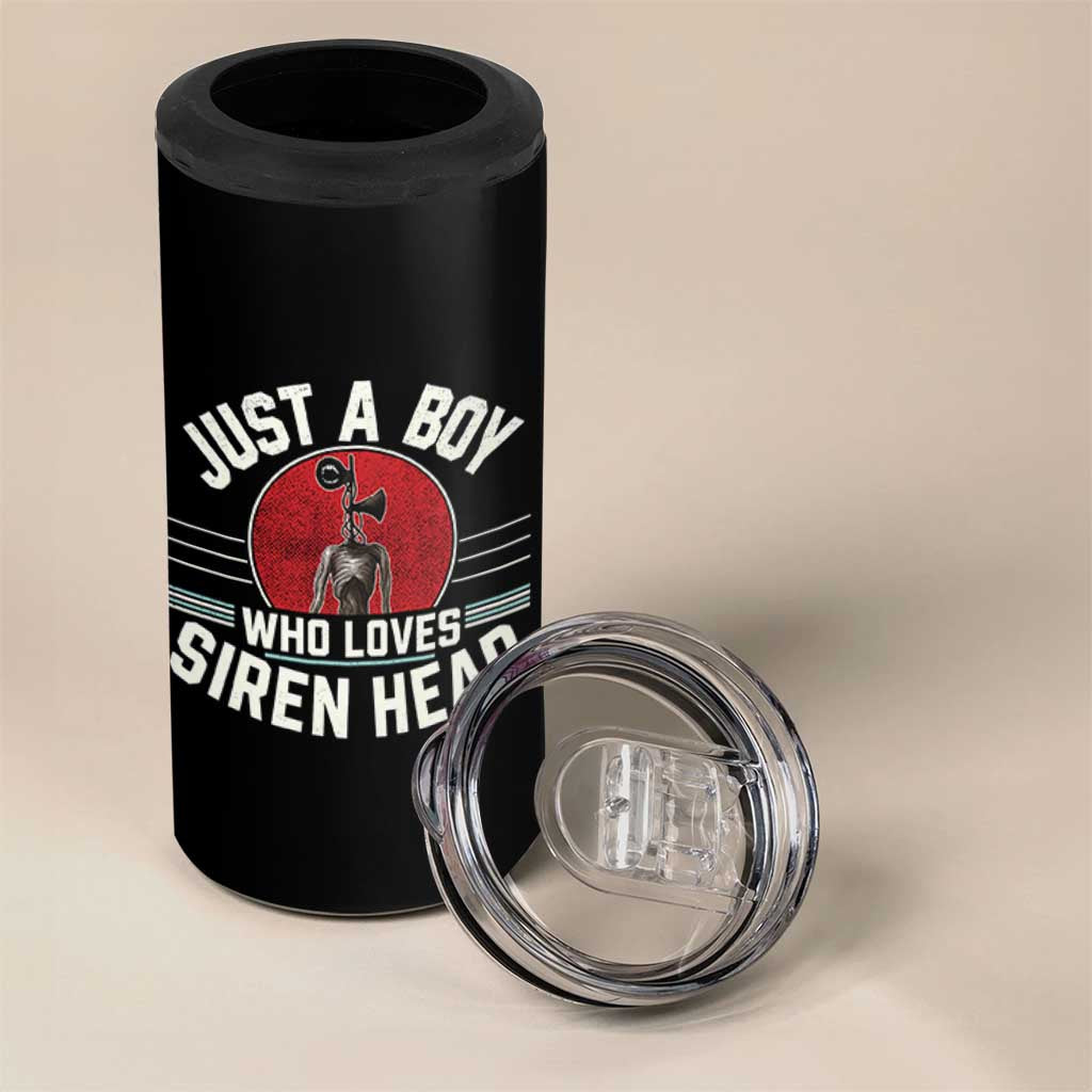 Funny Just A Boy Who Loves Siren Head 4 in 1 Can Cooler Tumbler Supernatural Cryptid Monster - Wonder Print Shop
