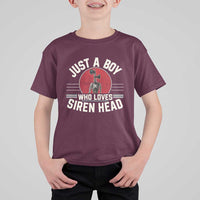 Funny Just A Boy Who Loves Siren Head T Shirt For Kid Supernatural Cryptid Monster - Wonder Print Shop
