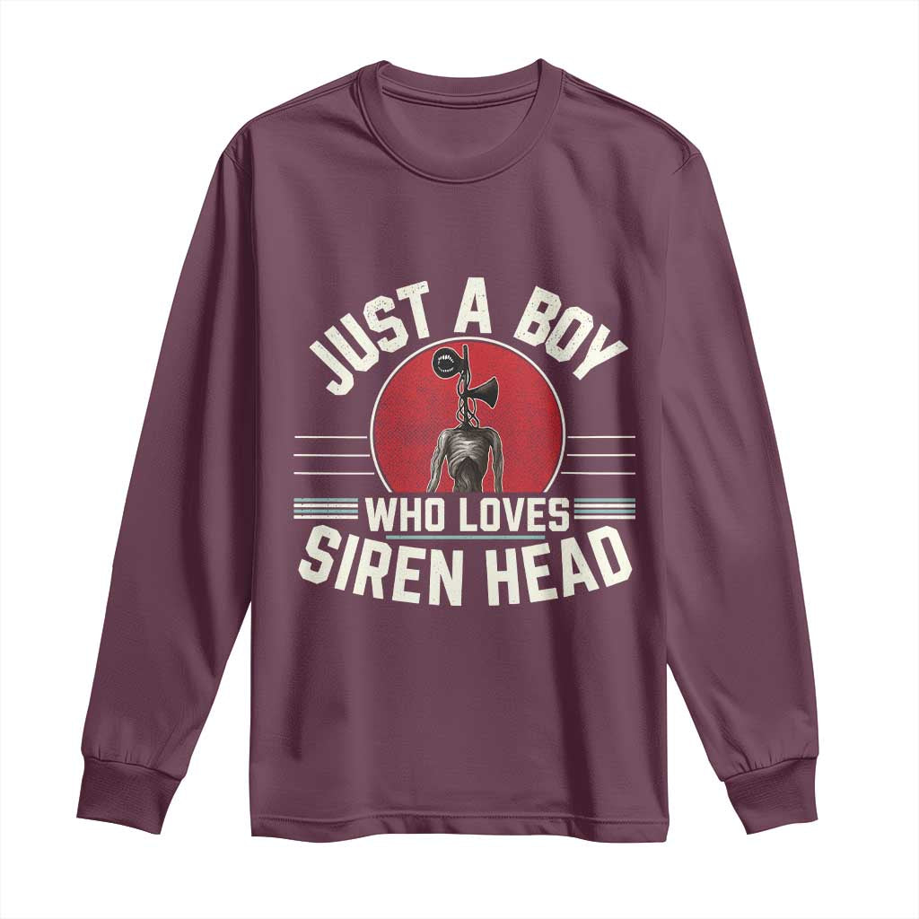 Funny Just A Boy Who Loves Siren Head Long Sleeve Shirt Supernatural Cryptid Monster - Wonder Print Shop