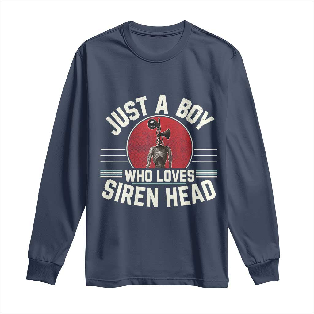 Funny Just A Boy Who Loves Siren Head Long Sleeve Shirt Supernatural Cryptid Monster - Wonder Print Shop