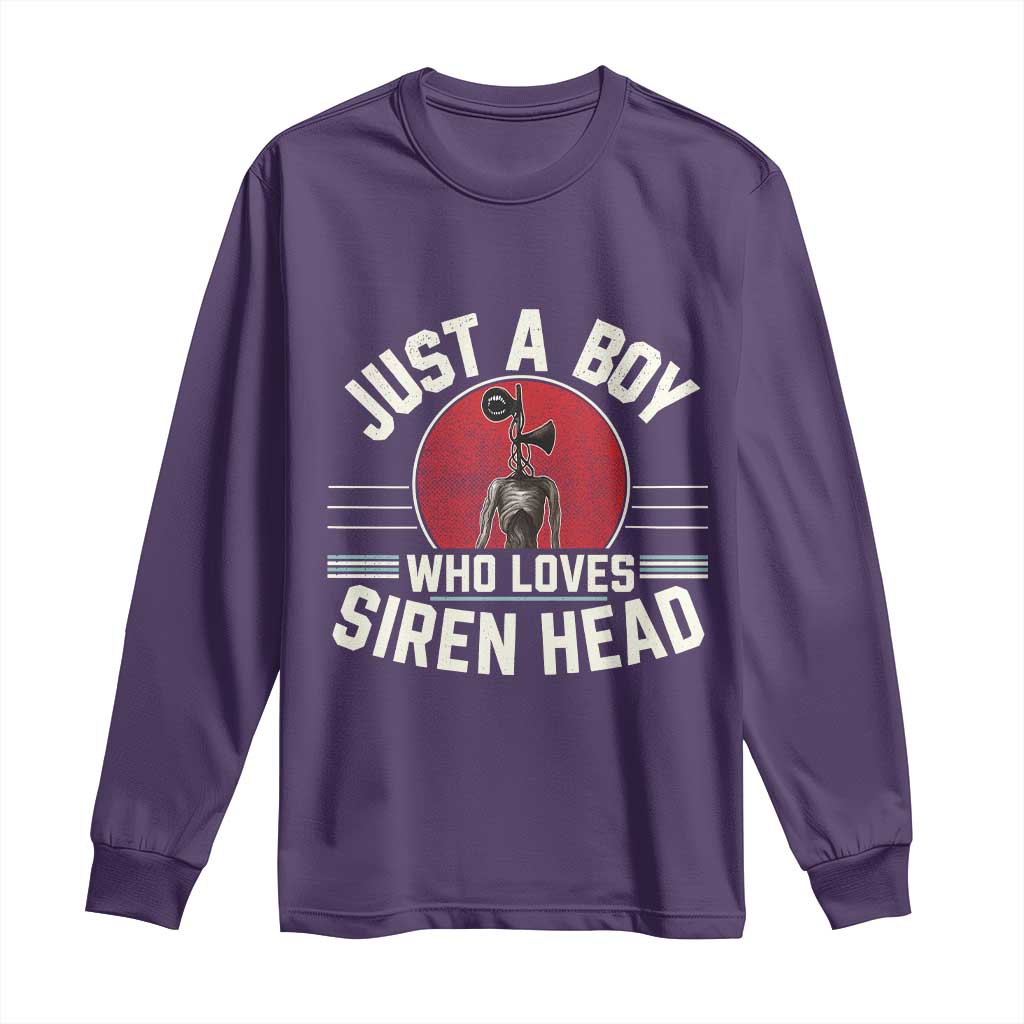 Funny Just A Boy Who Loves Siren Head Long Sleeve Shirt Supernatural Cryptid Monster - Wonder Print Shop