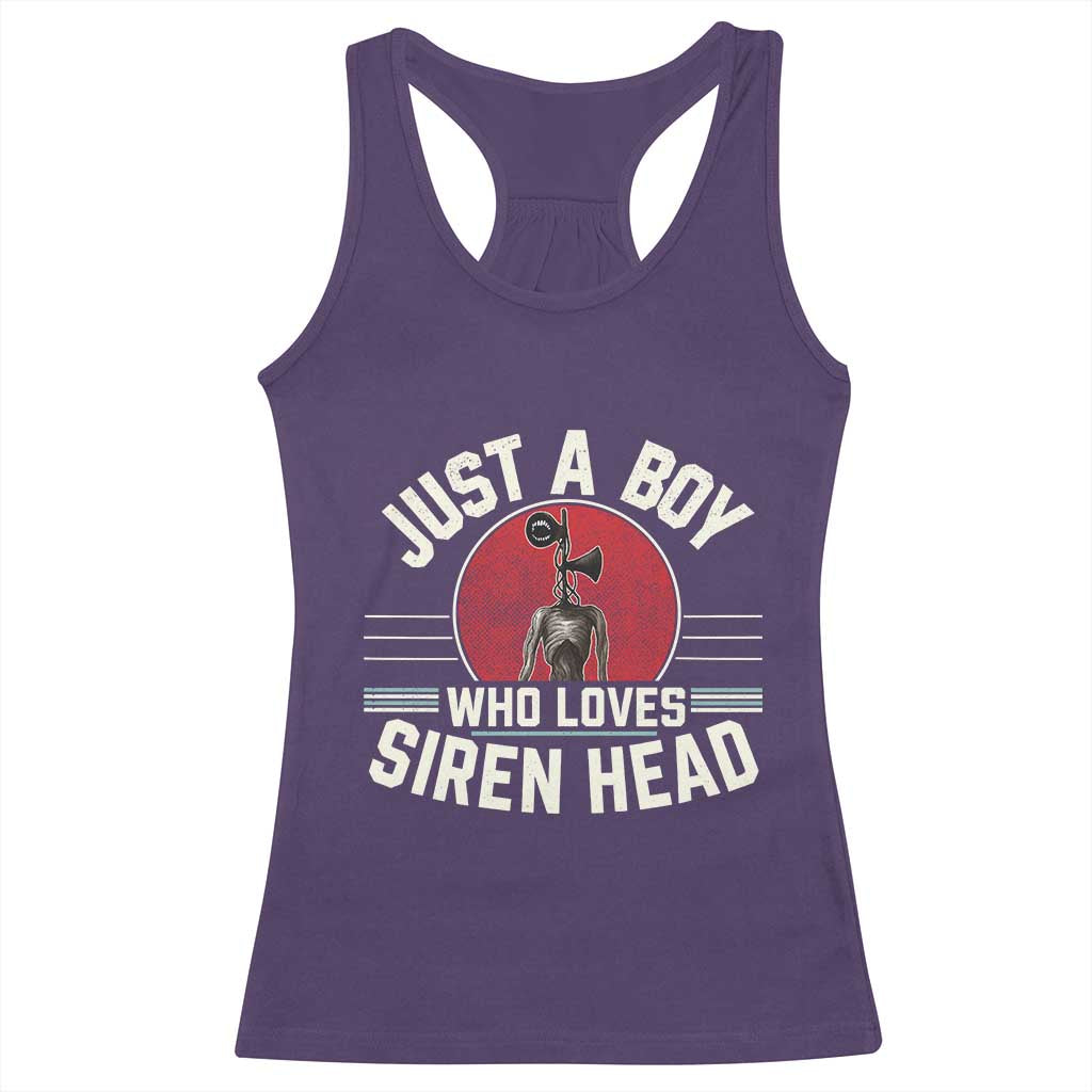 Funny Just A Boy Who Loves Siren Head Racerback Tank Top Supernatural Cryptid Monster - Wonder Print Shop