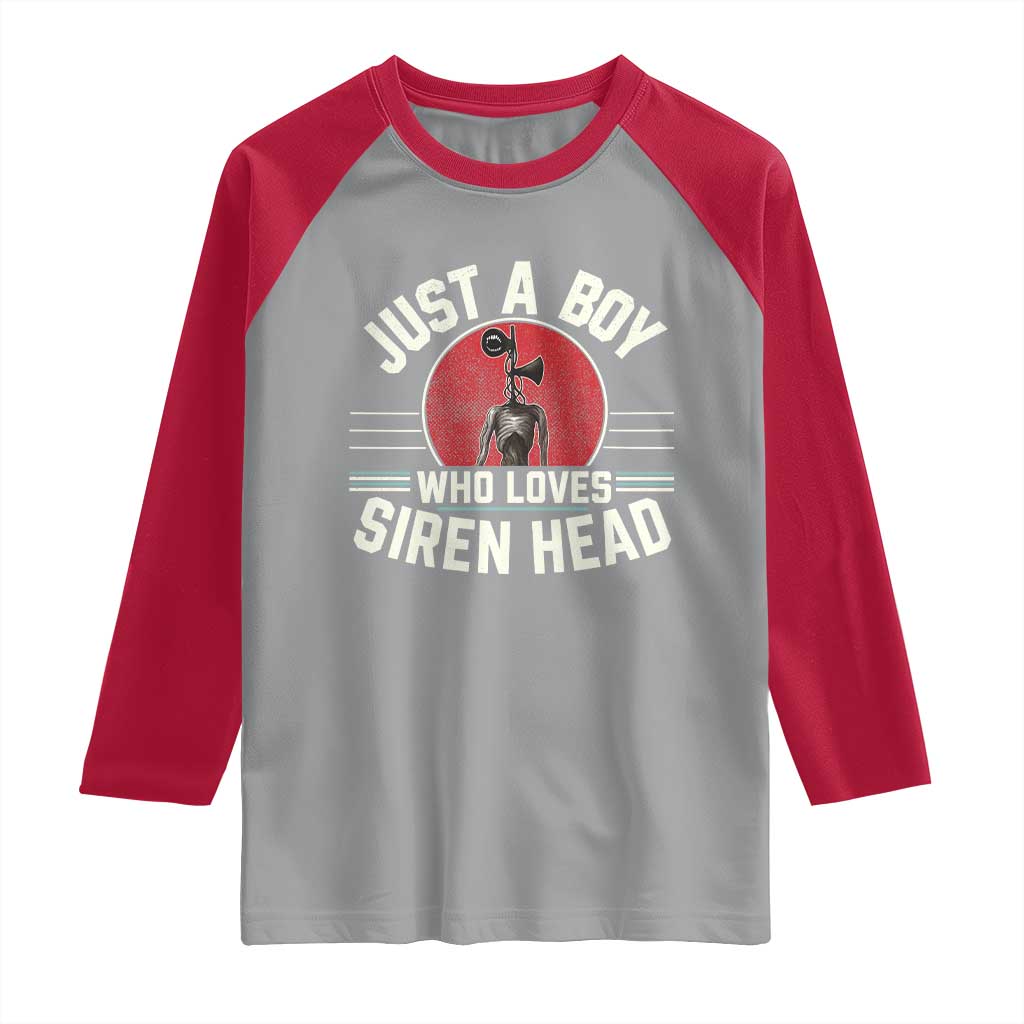 Funny Just A Boy Who Loves Siren Head Raglan Shirt Supernatural Cryptid Monster - Wonder Print Shop