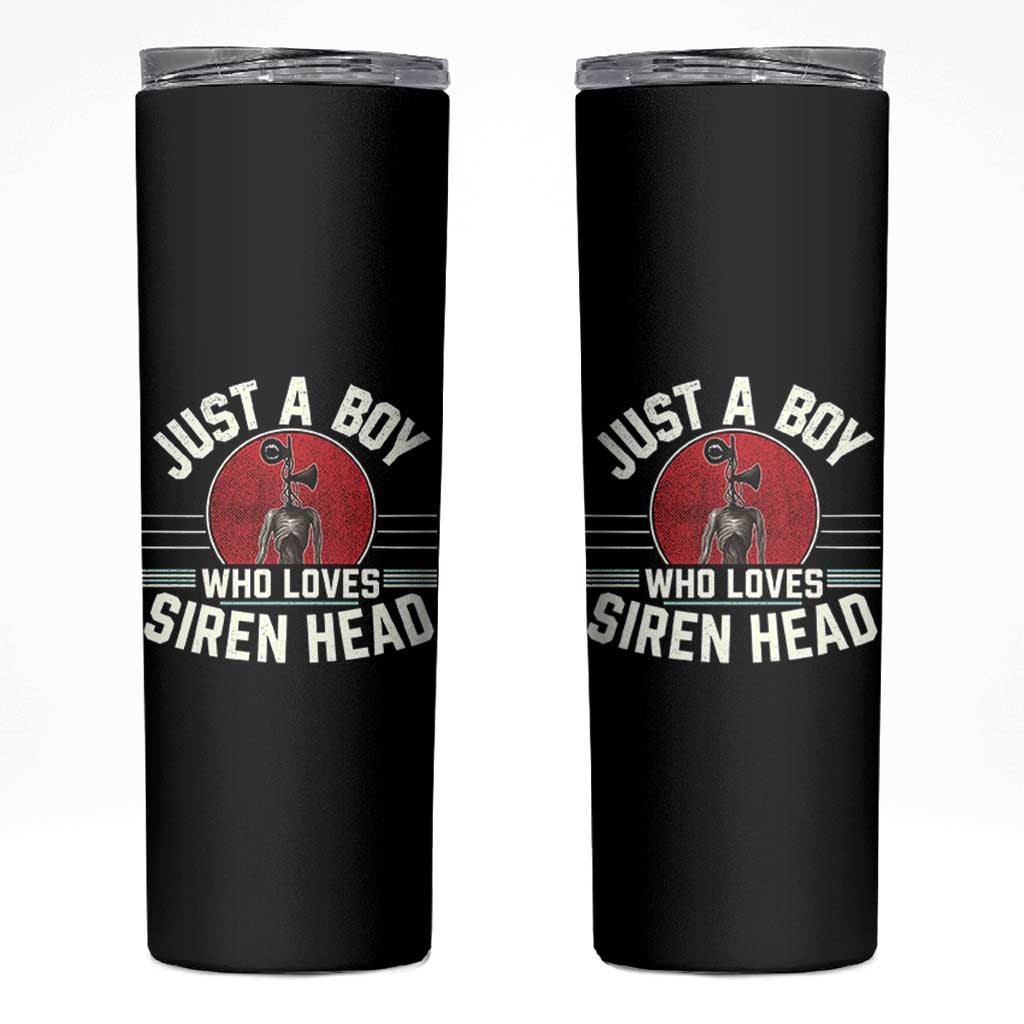 Funny Just A Boy Who Loves Siren Head Skinny Tumbler Supernatural Cryptid Monster - Wonder Print Shop