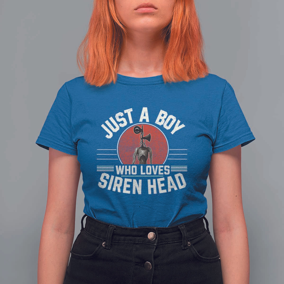 Funny Just A Boy Who Loves Siren Head T Shirt For Women Supernatural Cryptid Monster - Wonder Print Shop