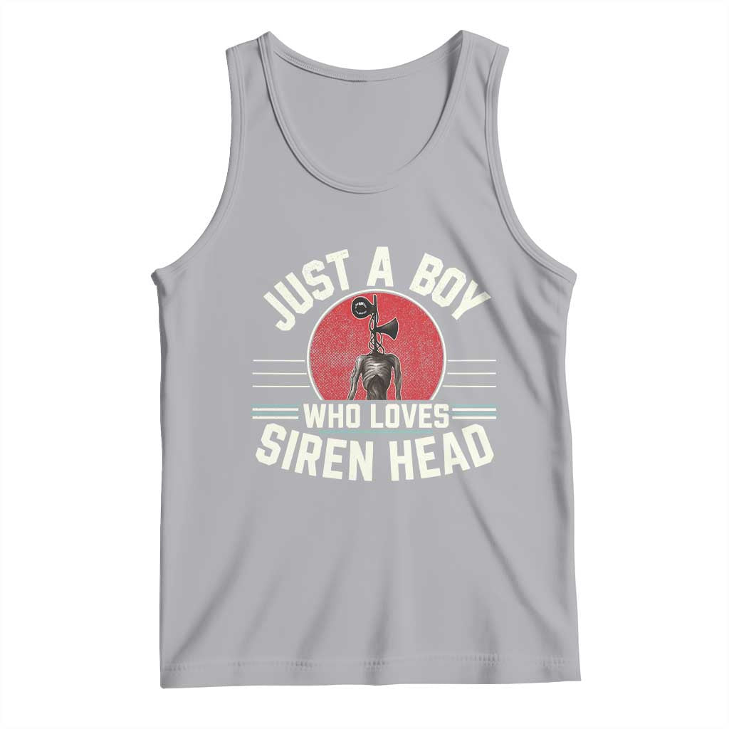 Funny Just A Boy Who Loves Siren Head Tank Top Supernatural Cryptid Monster - Wonder Print Shop