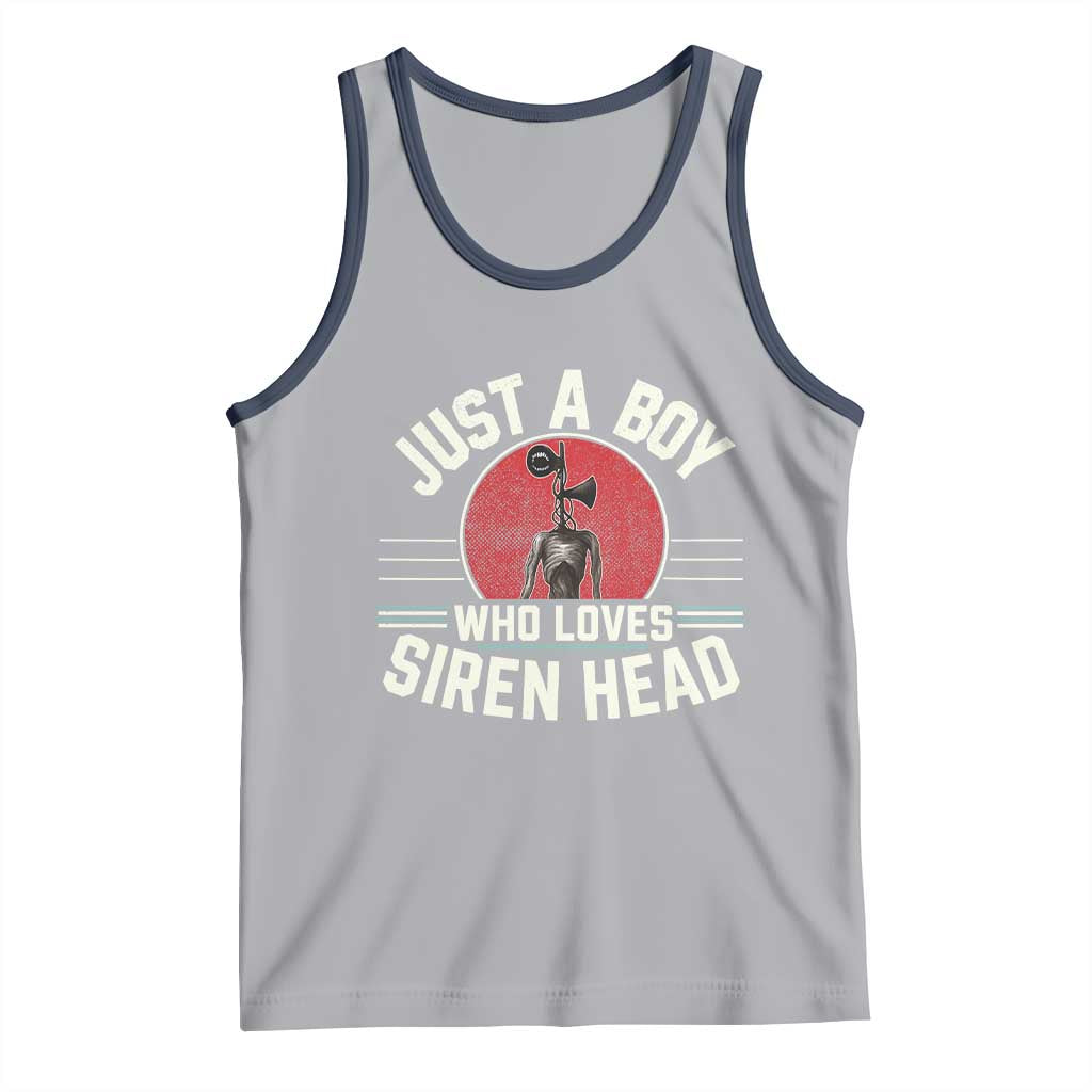 Funny Just A Boy Who Loves Siren Head Tank Top Supernatural Cryptid Monster - Wonder Print Shop
