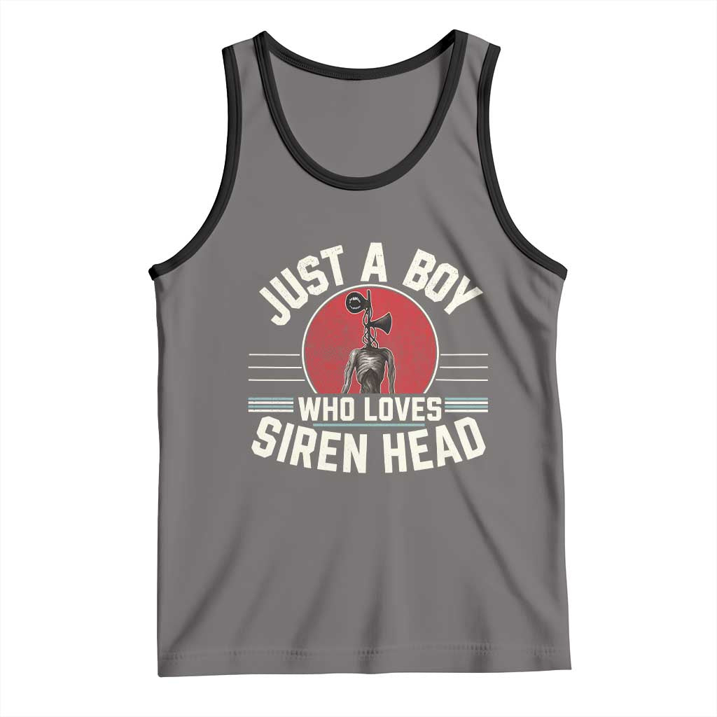 Funny Just A Boy Who Loves Siren Head Tank Top Supernatural Cryptid Monster - Wonder Print Shop