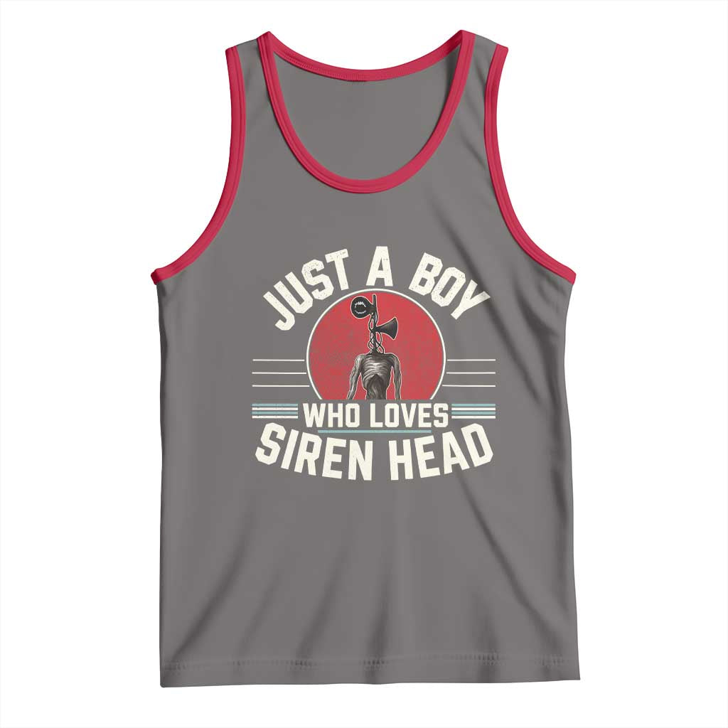 Funny Just A Boy Who Loves Siren Head Tank Top Supernatural Cryptid Monster - Wonder Print Shop