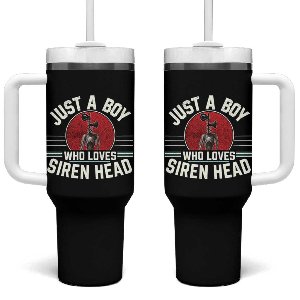 Funny Just A Boy Who Loves Siren Head Tumbler With Handle Supernatural Cryptid Monster - Wonder Print Shop