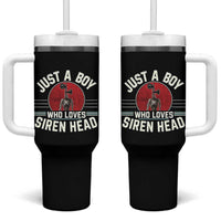 Funny Just A Boy Who Loves Siren Head Tumbler With Handle Supernatural Cryptid Monster - Wonder Print Shop