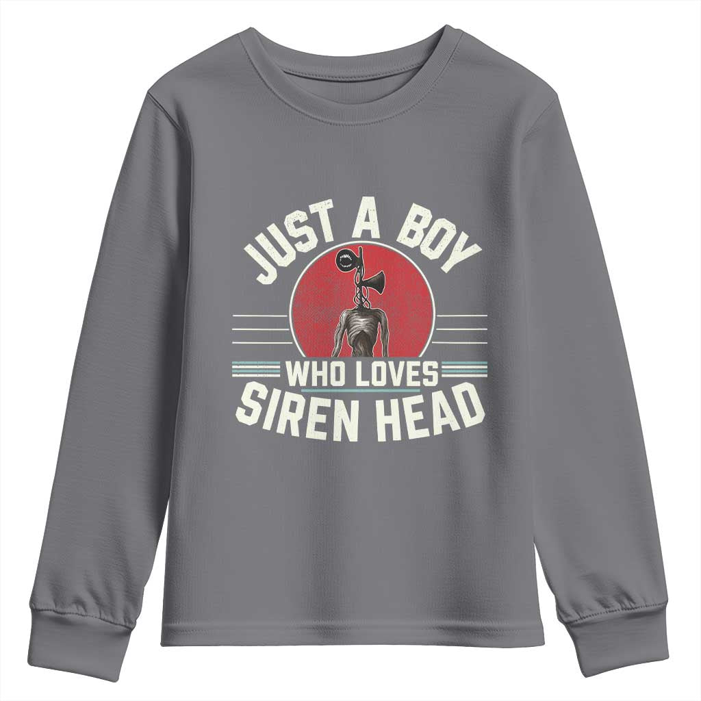 Funny Just A Boy Who Loves Siren Head Youth Sweatshirt Supernatural Cryptid Monster - Wonder Print Shop