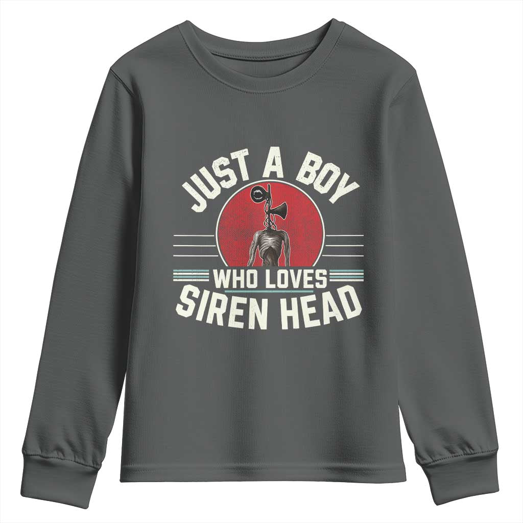Funny Just A Boy Who Loves Siren Head Youth Sweatshirt Supernatural Cryptid Monster - Wonder Print Shop