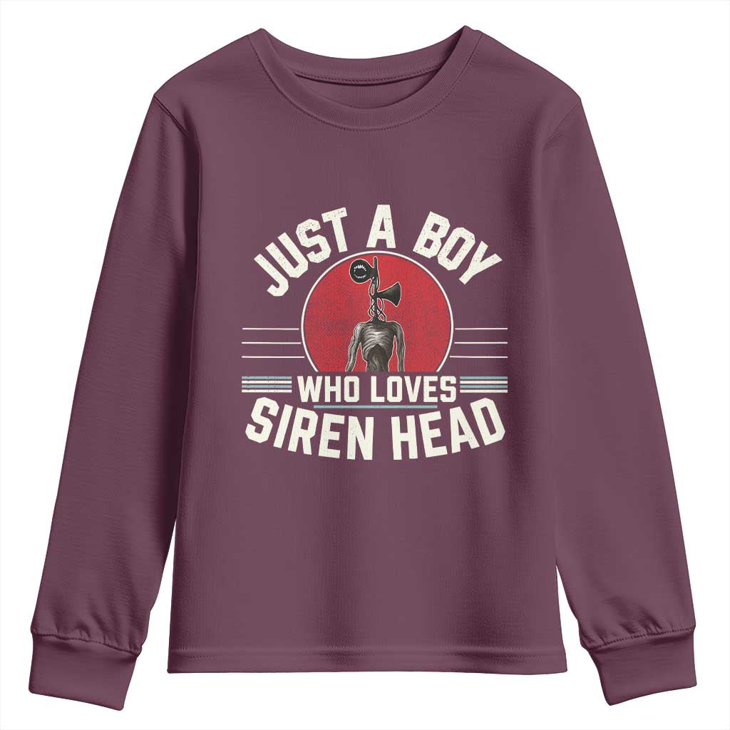 Funny Just A Boy Who Loves Siren Head Youth Sweatshirt Supernatural Cryptid Monster - Wonder Print Shop