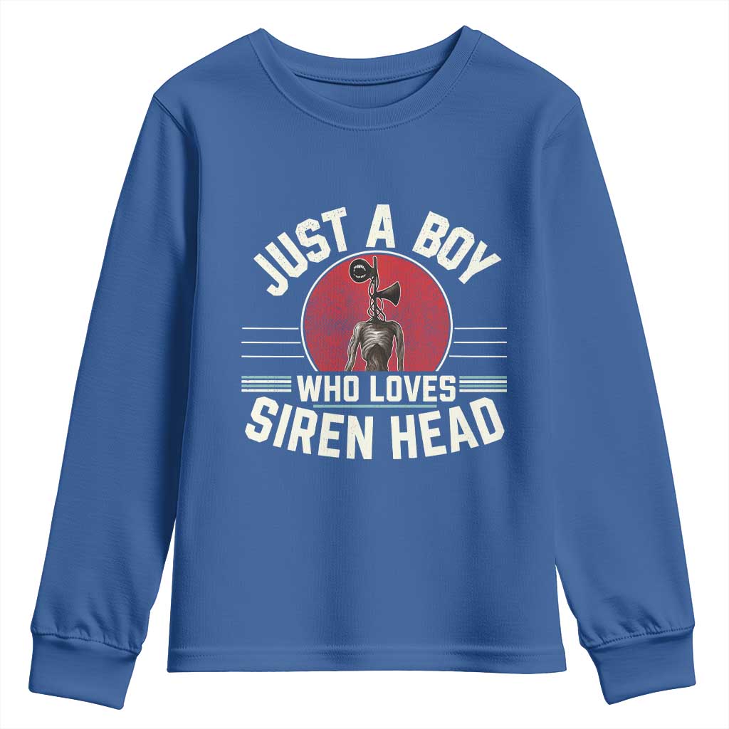 Funny Just A Boy Who Loves Siren Head Youth Sweatshirt Supernatural Cryptid Monster - Wonder Print Shop
