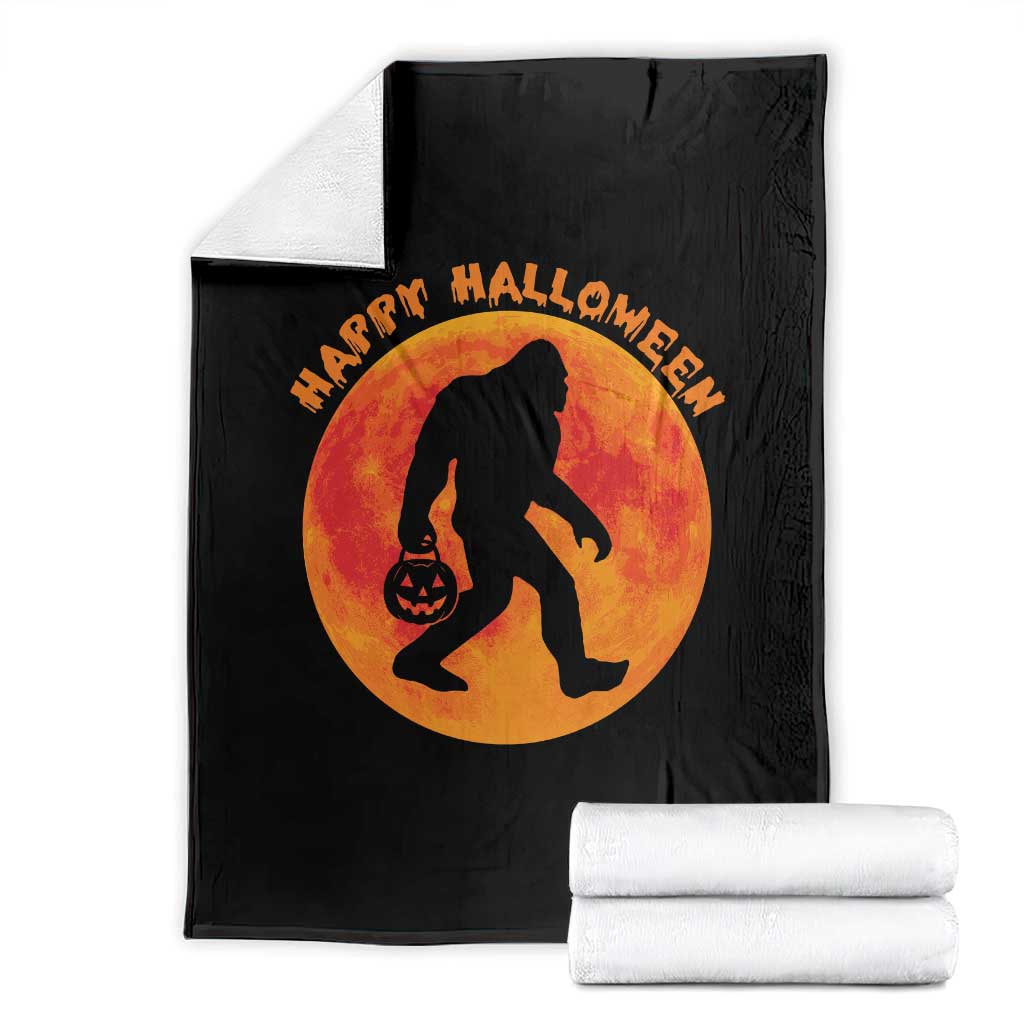 Funny Halloween Bigfoot Throw Blanket Sasquatch Full Moon Jack O Lantern - Wonder Print Shop