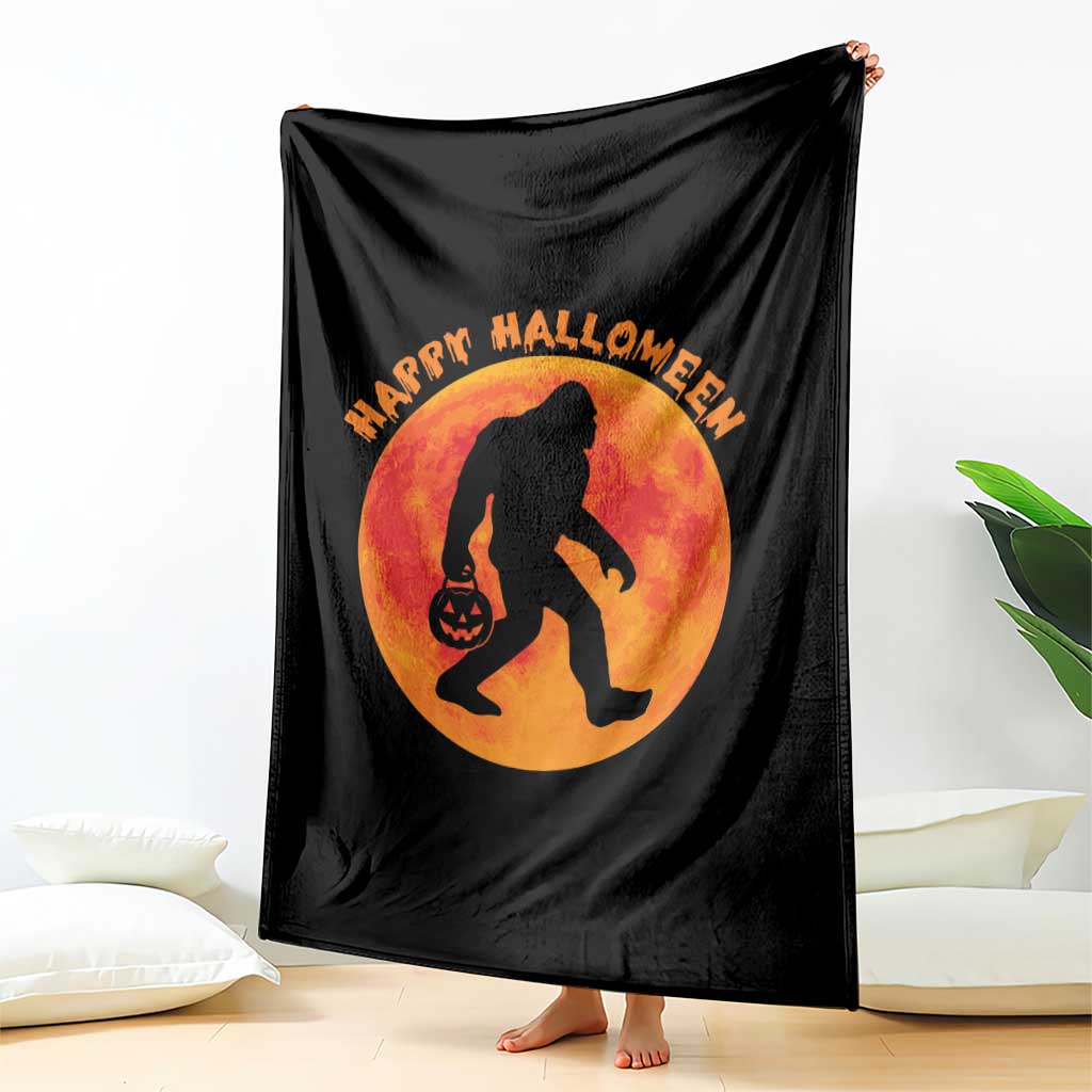 Funny Halloween Bigfoot Throw Blanket Sasquatch Full Moon Jack O Lantern - Wonder Print Shop