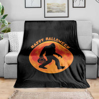 Funny Halloween Bigfoot Throw Blanket Sasquatch Full Moon Jack O Lantern - Wonder Print Shop