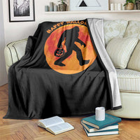 Funny Halloween Bigfoot Throw Blanket Sasquatch Full Moon Jack O Lantern - Wonder Print Shop