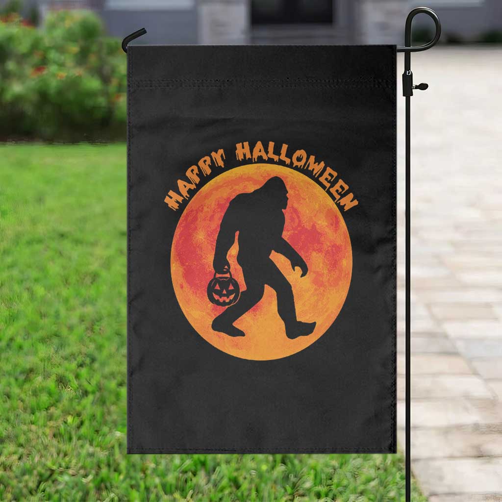 Funny Halloween Bigfoot Garden Flag Sasquatch Full Moon Jack O Lantern - Wonder Print Shop