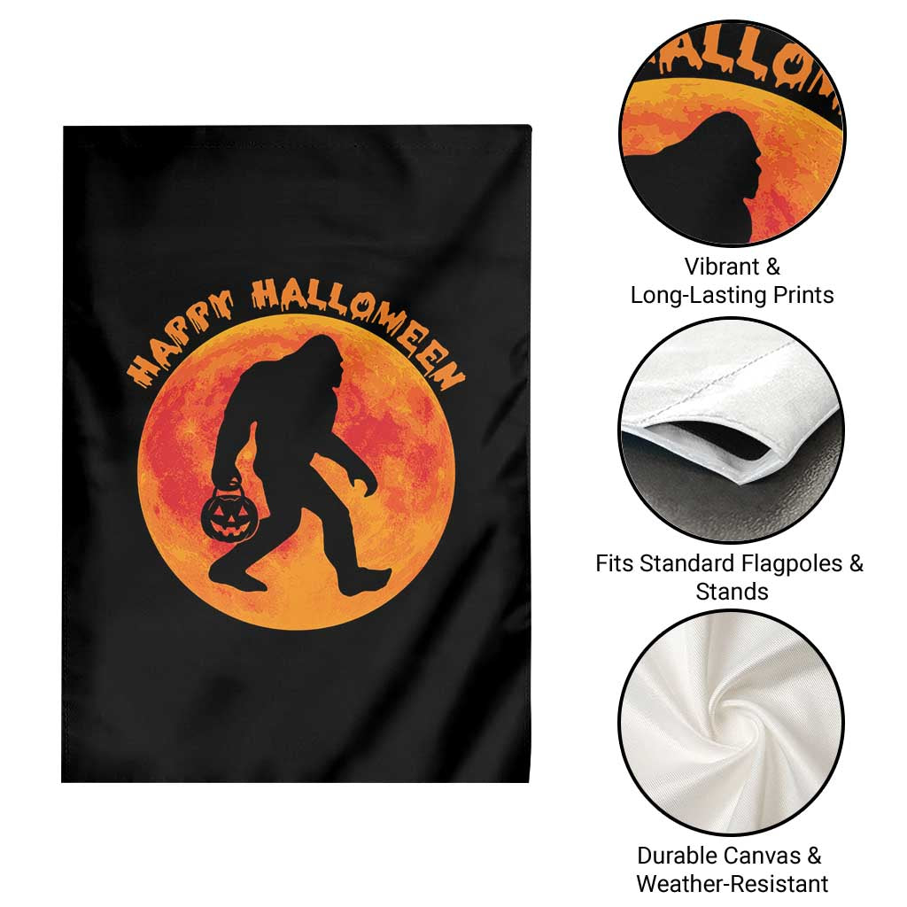 Funny Halloween Bigfoot Garden Flag Sasquatch Full Moon Jack O Lantern - Wonder Print Shop