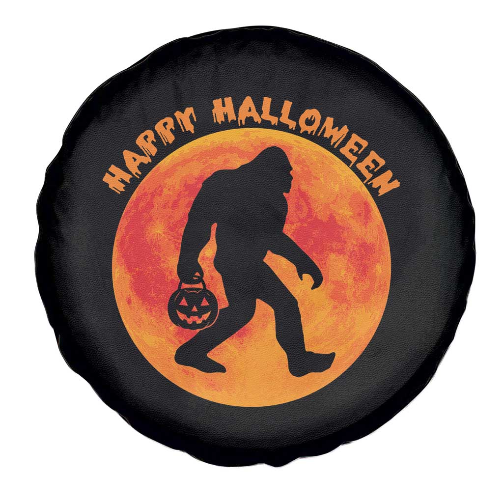 Funny Halloween Bigfoot Spare Tire Cover Sasquatch Full Moon Jack O Lantern - Wonder Print Shop