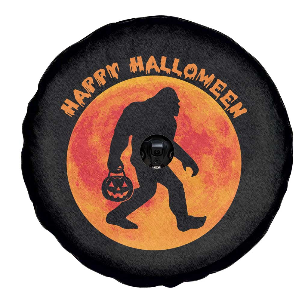 Funny Halloween Bigfoot Spare Tire Cover Sasquatch Full Moon Jack O Lantern - Wonder Print Shop