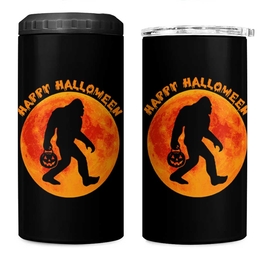 Funny Halloween Bigfoot 4 in 1 Can Cooler Tumbler Sasquatch Full Moon Jack O Lantern - Wonder Print Shop