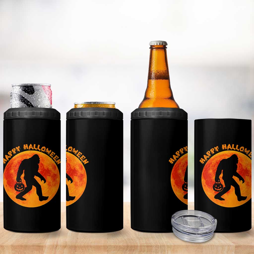 Funny Halloween Bigfoot 4 in 1 Can Cooler Tumbler Sasquatch Full Moon Jack O Lantern - Wonder Print Shop