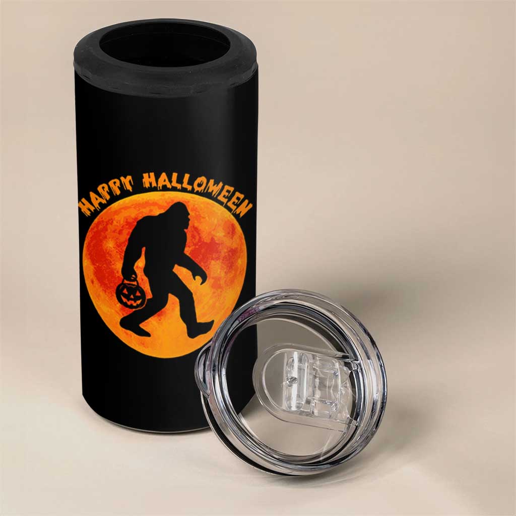 Funny Halloween Bigfoot 4 in 1 Can Cooler Tumbler Sasquatch Full Moon Jack O Lantern - Wonder Print Shop