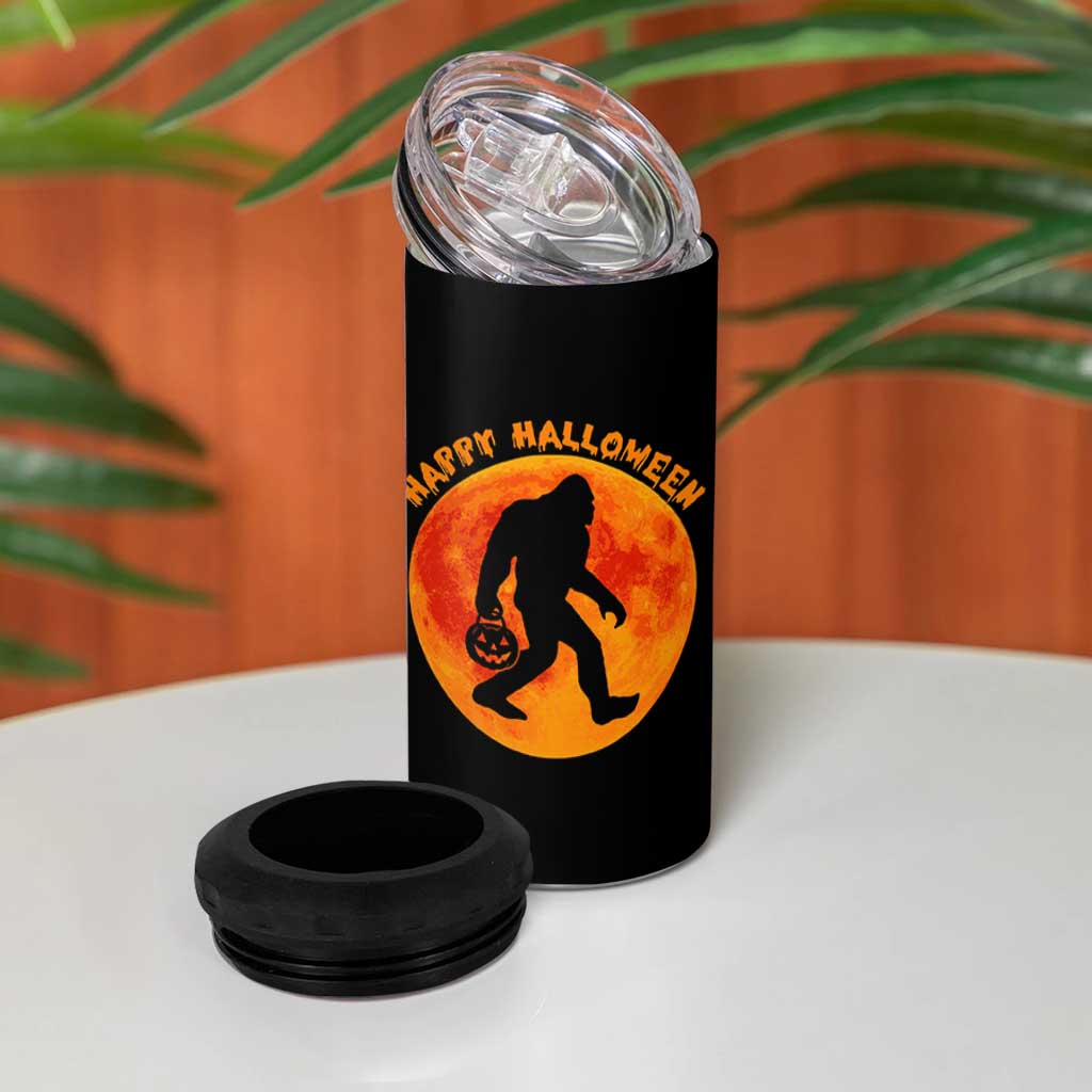 Funny Halloween Bigfoot 4 in 1 Can Cooler Tumbler Sasquatch Full Moon Jack O Lantern - Wonder Print Shop